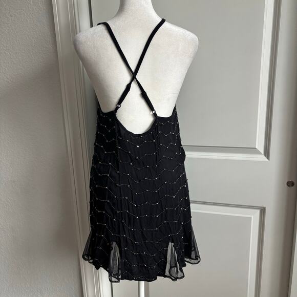 Free People Metal Maiden Chemise Mesh Ruffle Slip Mini Dress Embellished SP - Picture 7 of 15